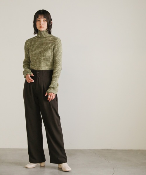 select MOCA(セレクトモカ)の「サムホールミックスタートルニット(ニット/セーター・レディース・カーキ/バーガンディー/ブラウン・FREE)」の6枚目の写真