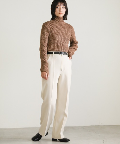 select MOCA(セレクトモカ)の「サムホールミックスタートルニット(ニット/セーター・レディース・カーキ/バーガンディー/ブラウン・FREE)」の4枚目の写真
