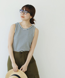 PAR ICI | パールニットボーダー ノースリーブカットソー(タンクトップ)