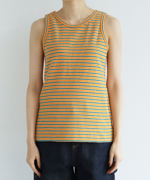 PAR ICI（パーリッシィ）の「パールニットボーダー ノースリーブカットソー（タンクトップ・レディース・オレンジ/アイボリー・FREE）」の14枚目の写真