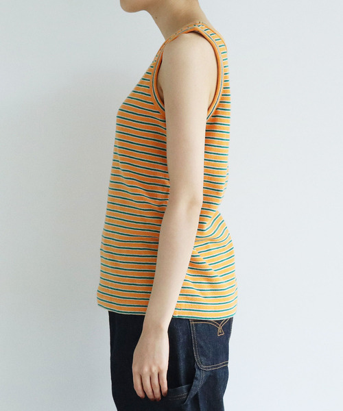 PAR ICI（パーリッシィ）の「パールニットボーダー ノースリーブカットソー（タンクトップ・レディース・オレンジ/アイボリー・FREE）」の15枚目の写真