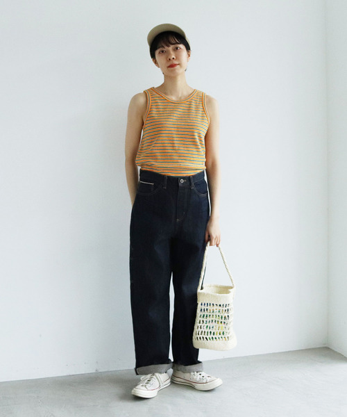 PAR ICI（パーリッシィ）の「パールニットボーダー ノースリーブカットソー（タンクトップ・レディース・オレンジ/アイボリー・FREE）」の10枚目の写真