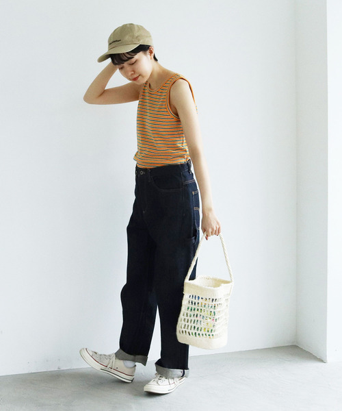 PAR ICI（パーリッシィ）の「パールニットボーダー ノースリーブカットソー（タンクトップ・レディース・オレンジ/アイボリー・FREE）」の11枚目の写真