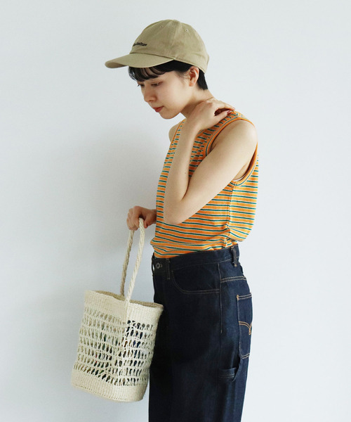 PAR ICI（パーリッシィ）の「パールニットボーダー ノースリーブカットソー（タンクトップ・レディース・オレンジ/アイボリー・FREE）」の9枚目の写真