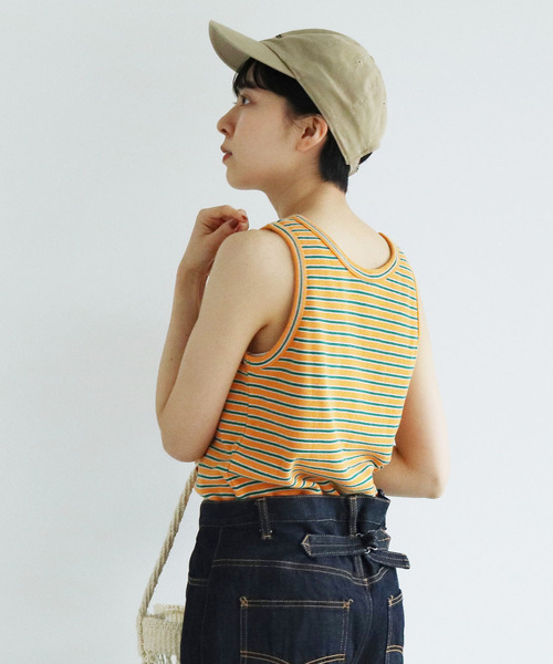 PAR ICI（パーリッシィ）の「パールニットボーダー ノースリーブカットソー（タンクトップ・レディース・オレンジ/アイボリー・FREE）」の8枚目の写真