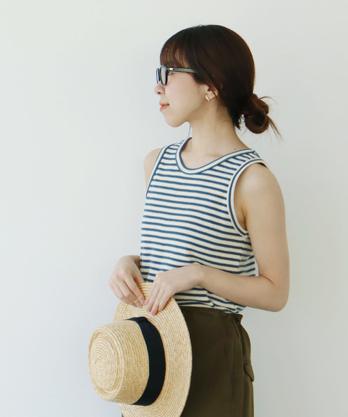 PAR ICI（パーリッシィ）の「パールニットボーダー ノースリーブカットソー（タンクトップ・レディース・オレンジ/アイボリー・FREE）」の21枚目の写真