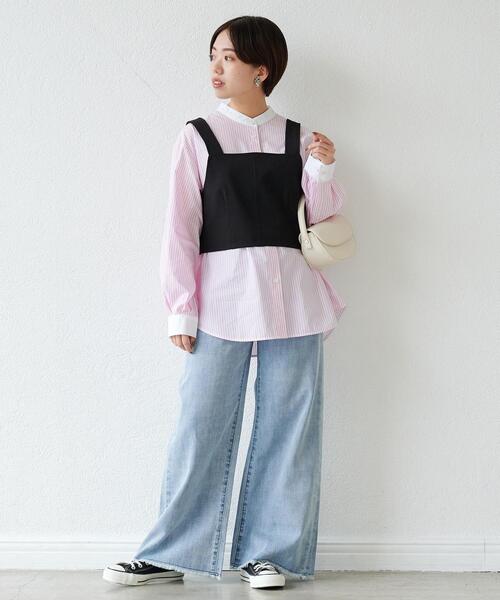 green label relaxing（グリーンレーベルリラクシング）の「［ size SHORT / TALLあり ］ワイド デニム パンツ（デニムパンツ・レディース・ライトブルー/コバルトブルー・SHORT/34/36/38/40/TALL）」の9枚目の写真