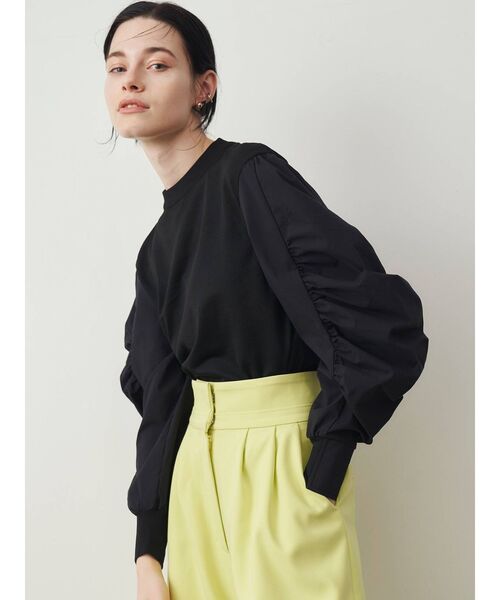 ELENDEEK（エレンディーク）の「コットンギャザースリーブニット（ニット/セーター・レディース・その他1/ブラック/オフホワイト・FREE）」の11枚目の写真