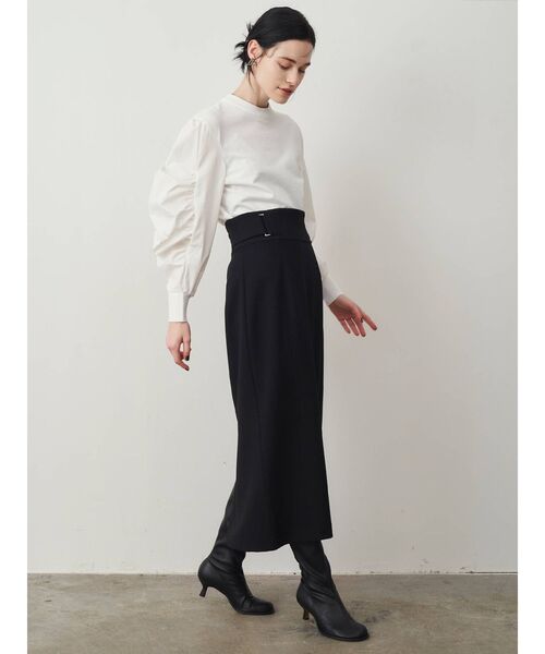 ELENDEEK（エレンディーク）の「コットンギャザースリーブニット（ニット/セーター・レディース・その他1/ブラック/オフホワイト・FREE）」の5枚目の写真