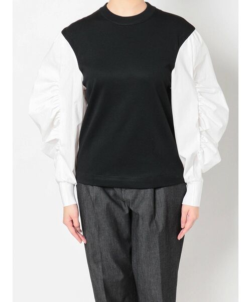 ELENDEEK（エレンディーク）の「コットンギャザースリーブニット（ニット/セーター・レディース・その他1/ブラック/オフホワイト・FREE）」の21枚目の写真