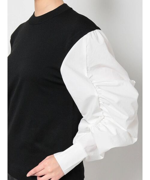 ELENDEEK（エレンディーク）の「コットンギャザースリーブニット（ニット/セーター・レディース・その他1/ブラック/オフホワイト・FREE）」の12枚目の写真