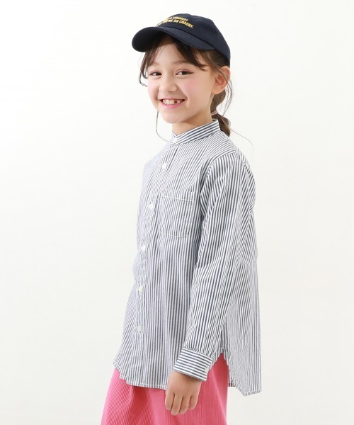 devirock（デビロック）の「スタンドカラーロング丈シャツ（シャツ/ブラウス・キッズ・ホワイト/グレー/ネイビー/その他4・100cm/120cm/150cm/110cm/140cm/130cm/160cm）」の3枚目の写真