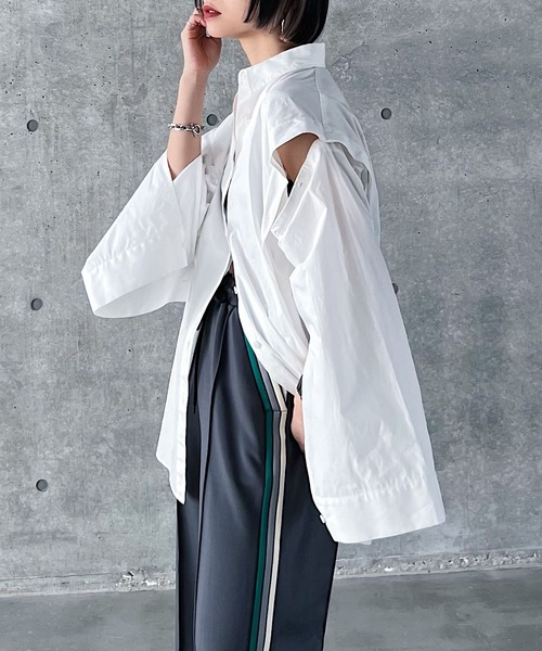 PAGEBOY(ページボーイ)の「WEB限定アイテム / アレンジスリーブシャツ(シャツ/ブラウス・レディース・ブラック/オフホワイト/ストライプ・FREE)」の6枚目の写真