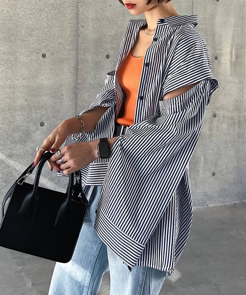 PAGEBOY(ページボーイ)の「WEB限定アイテム / アレンジスリーブシャツ(シャツ/ブラウス・レディース・ブラック/オフホワイト/ストライプ・FREE)」の18枚目の写真