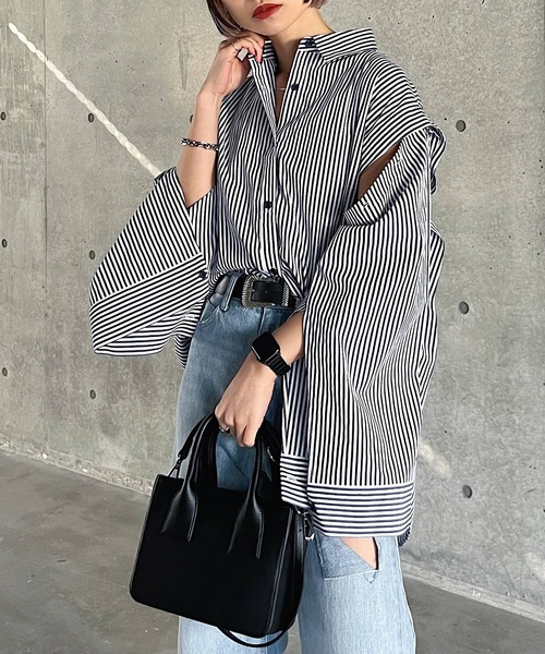 PAGEBOY(ページボーイ)の「WEB限定アイテム / アレンジスリーブシャツ(シャツ/ブラウス・レディース・ブラック/オフホワイト/ストライプ・FREE)」の21枚目の写真