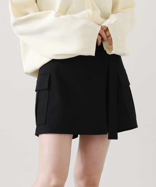 archives（アルシーヴ）の「ラップカーゴミニスカート（スカート・レディース・グレイッシュベージュ/アイボリー/ブラック・MEDIUM）」の2枚目の写真