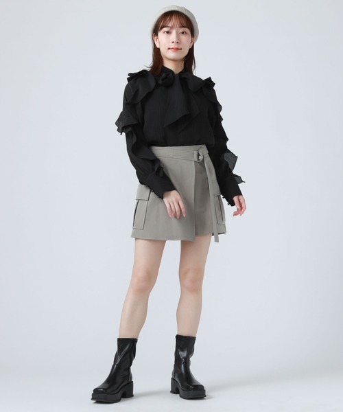 archives（アルシーヴ）の「ラップカーゴミニスカート（スカート・レディース・グレイッシュベージュ/アイボリー/ブラック・MEDIUM）」の22枚目の写真