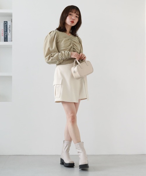 archives（アルシーヴ）の「ラップカーゴミニスカート（スカート・レディース・グレイッシュベージュ/アイボリー/ブラック・MEDIUM）」の13枚目の写真