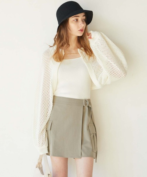 archives（アルシーヴ）の「ラップカーゴミニスカート（スカート・レディース・グレイッシュベージュ/アイボリー/ブラック・MEDIUM）」の7枚目の写真