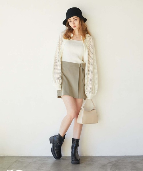 archives（アルシーヴ）の「ラップカーゴミニスカート（スカート・レディース・グレイッシュベージュ/アイボリー/ブラック・MEDIUM）」の6枚目の写真