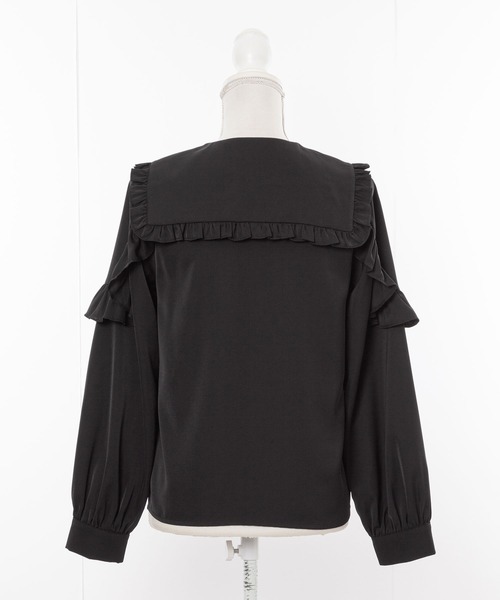 AD2017 archive 丸襟袖フリルブラウス 黒 AD2017 archive 丸襟袖フリルブラウス 黒
