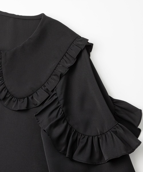 丸襟セーラーショルダーフリルブラウス（シャツ/ブラウス