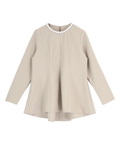 UR'S（ユアーズ）の「パール付ヘムライントップス（Tシャツ/カットソー・レディース・ブラック/グレイッシュベージュ/ダークネイビー・S/M/L）」の10枚目の写真