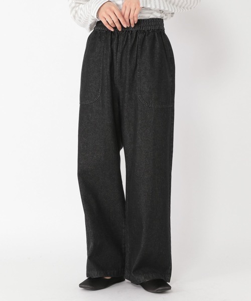 studio CLIP（スタディオクリップ）の「イージーストレートデニムパンツ[プチ・プラスサイズあり]（デニムパンツ・レディース・アイボリー/インディゴブルー/ブラック/ブルー/その他1/その他2/ライトブルー・MEDIUM/LARGE/X-LARGE/XX-LARGE/XXX-LARGE/PF）」の3枚目の写真