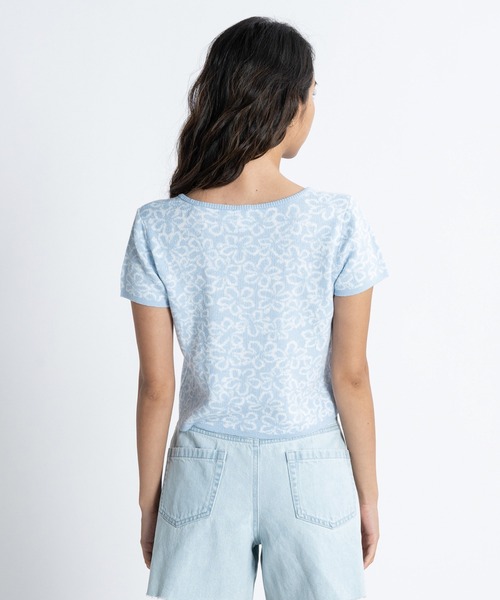 ROXY(ロキシー)の「HAWAIIAN HEAT TOPS/ロキシークロップドトップス(Tシャツ/カットソー・レディース・ブルー/パープル/ブラック・SMALL/MEDIUM/LARGE)」の7枚目の写真