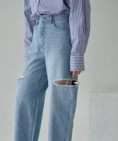 miette（ミエット）の「ｶｯﾄｽﾘｯﾄﾃﾞﾆﾑﾊﾟﾝﾂ（デニムパンツ・レディース・ライトブルー/ブルー/ブラック/オフホワイト・S）」の12枚目の写真