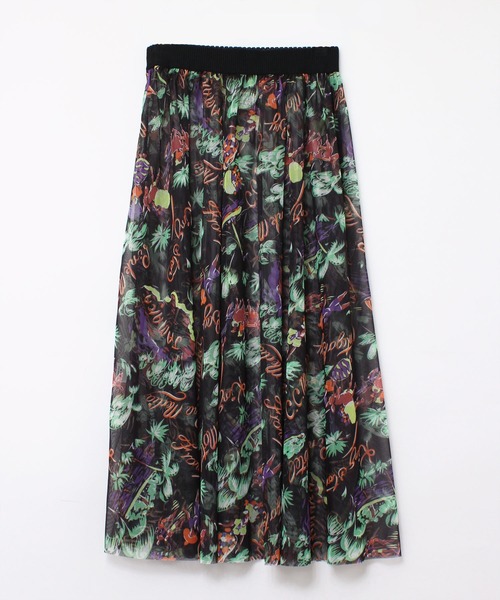 RNA（アールエヌエー）の「G1050 PINK MOTEL C.C.Mプリントメッシュスカート（スカート・レディース・ブラック/キナリ・MEDIUM）」の2枚目の写真