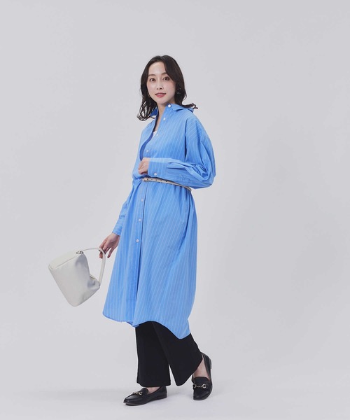 HONEYSUCKLE ROSE（ハニーサックルローズ）の「【HONEYSUCKLE ROSE】長袖シャツワンピース（シャツ/ブラウス・レディース・ホワイト/ホワイト×ブルー/ネイビー×ホワイト・M/L）」の6枚目の写真