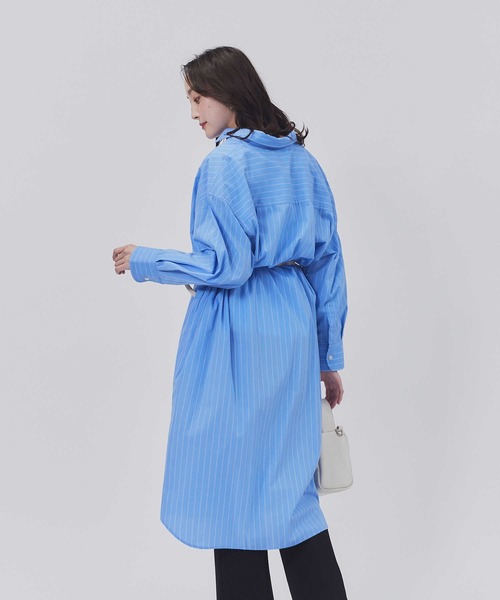 HONEYSUCKLE ROSE（ハニーサックルローズ）の「【HONEYSUCKLE ROSE】長袖シャツワンピース（シャツ/ブラウス・レディース・ホワイト/ホワイト×ブルー/ネイビー×ホワイト・M/L）」の9枚目の写真