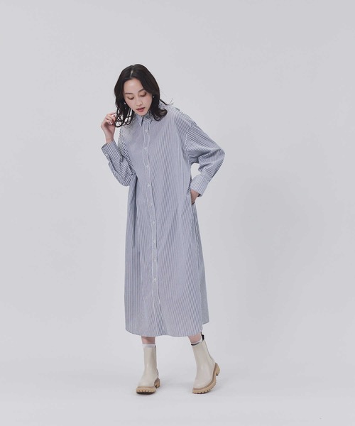 HONEYSUCKLE ROSE（ハニーサックルローズ）の「【HONEYSUCKLE ROSE】長袖シャツワンピース（シャツ/ブラウス・レディース・ホワイト/ホワイト×ブルー/ネイビー×ホワイト・M/L）」の21枚目の写真