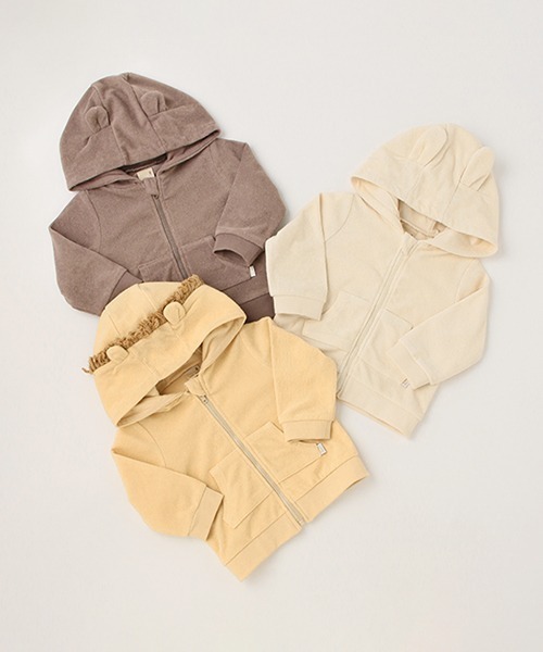 petit main（プティマイン）の「【弱酸性】アニマルジップパーカー（パーカー・キッズ・マスタード/アイボリー/モカ・80ｃｍ/70cm）」の8枚目の写真