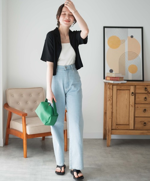 WEGO（ウィゴー）の「WEGO/【セットアップ対応商品】クリンクルオープンカラーシャツ（シャツ/ブラウス・レディース・イエロー/ブラック/サックスブルー/オフホワイト・FREE）」の17枚目の写真