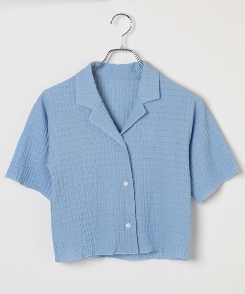 WEGO（ウィゴー）の「WEGO/【セットアップ対応商品】クリンクルオープンカラーシャツ（シャツ/ブラウス・レディース・イエロー/ブラック/サックスブルー/オフホワイト・FREE）」の7枚目の写真