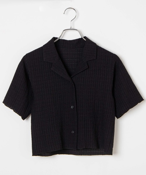 WEGO（ウィゴー）の「WEGO/【セットアップ対応商品】クリンクルオープンカラーシャツ（シャツ/ブラウス・レディース・イエロー/ブラック/サックスブルー/オフホワイト・FREE）」の9枚目の写真