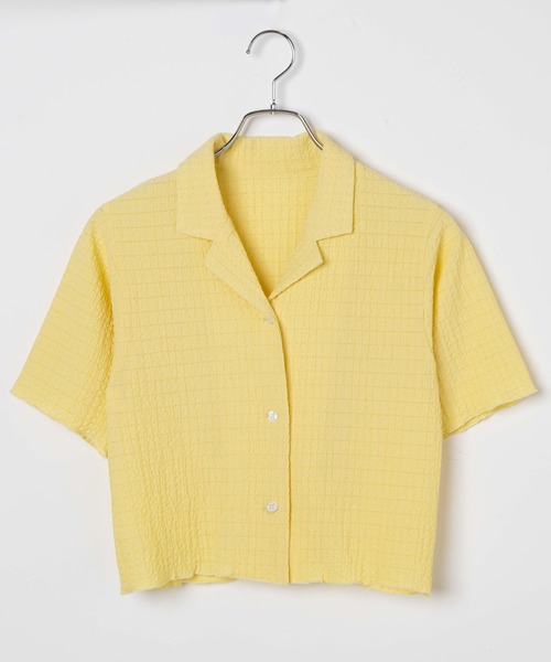 WEGO（ウィゴー）の「WEGO/【セットアップ対応商品】クリンクルオープンカラーシャツ（シャツ/ブラウス・レディース・イエロー/ブラック/サックスブルー/オフホワイト・FREE）」の8枚目の写真