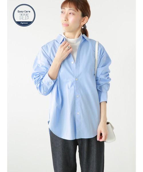 Lugnoncure(ルノンキュール)の「TCブロードレギュラーシャツ(シャツ/ブラウス・レディース・ブルー/オフホワイト/ブラック/サックスブルー・フリ-)」の4枚目の写真