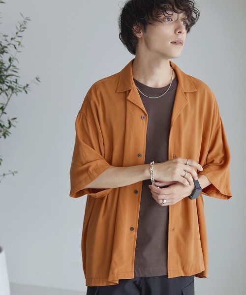 ルーズ レーヨントロミ オープンカラーシャツ MONO-MART│MONO-MART