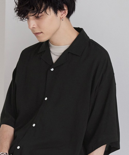 セール】ルーズ レーヨントロミ オープンカラーシャツ（シャツ