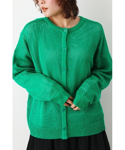 RODEO CROWNS WIDE BOWL(ロデオクラウンズワイドボウル)の「2WAY メッシュニット L/S TEE SET(ニット/セーター・レディース・ブラック/ライム/グリーン/アイボリー・FREE)」の1枚目の写真