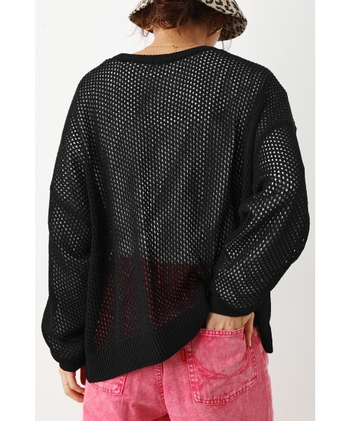 RODEO CROWNS WIDE BOWL(ロデオクラウンズワイドボウル)の「2WAY メッシュニット L/S TEE SET(ニット/セーター・レディース・ブラック/ライム/グリーン/アイボリー・FREE)」の6枚目の写真