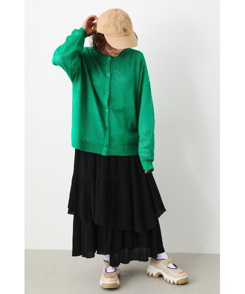 RODEO CROWNS WIDE BOWL(ロデオクラウンズワイドボウル)の「2WAY メッシュニット L/S TEE SET(ニット/セーター・レディース・ブラック/ライム/グリーン/アイボリー・FREE)」の9枚目の写真