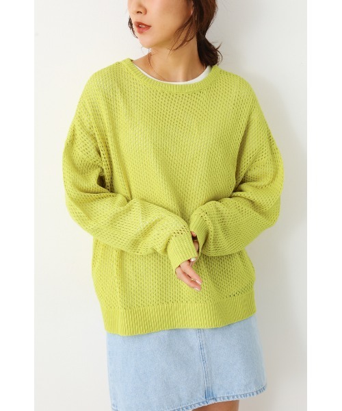 RODEO CROWNS WIDE BOWL(ロデオクラウンズワイドボウル)の「2WAY メッシュニット L/S TEE SET(ニット/セーター・レディース・ブラック/ライム/グリーン/アイボリー・FREE)」の20枚目の写真
