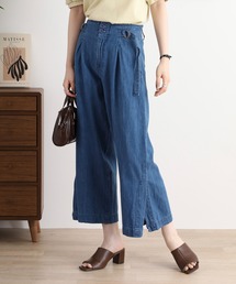 atONE デニムハイウエスト裾ベンツワイドパンツ