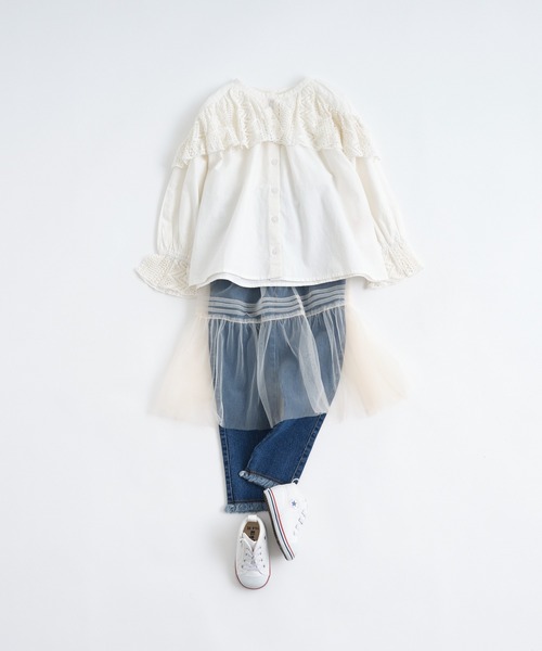 CIAOPANIC TYPY（チャオパニックティピー）の「【KIDS】レイヤードチュールティアードスカート（スカート・キッズ・ホワイト/サックスブルー・S/M/L/XL/XXL）」の4枚目の写真