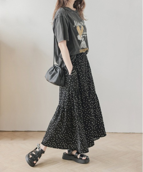 La-gemme(ラジェム)の「フレアマキシスカート(スカート・レディース・ホワイト/ブラック系その他/ホワイト系その他/ブラック・フリー)」の13枚目の写真