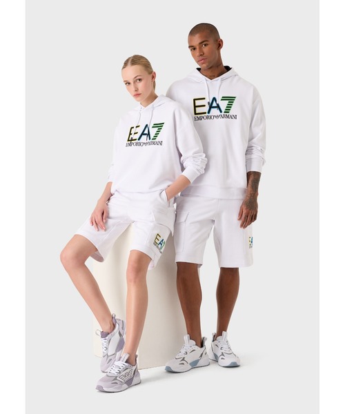 EMPORIO ARMANI EA7(エンポリオアルマーニイーエーセブン)の「【エンポリオ アルマーニ EA7】Logo Series フード付きスウェットシャツ コットン製(スウェット・メンズ・ブラック/ホワイト・LARGE/MEDIUM/X-LARGE/XX-LARGE/SMALL/X-SMALL)」の8枚目の写真